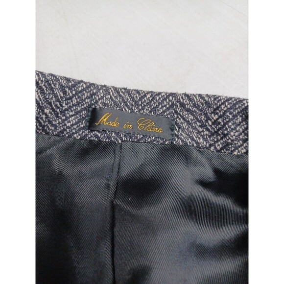 Circle Dallas Mens Blazer Jacket Black Gray 44R 100% Silk Tweed Chevron - Picture 11 of 14